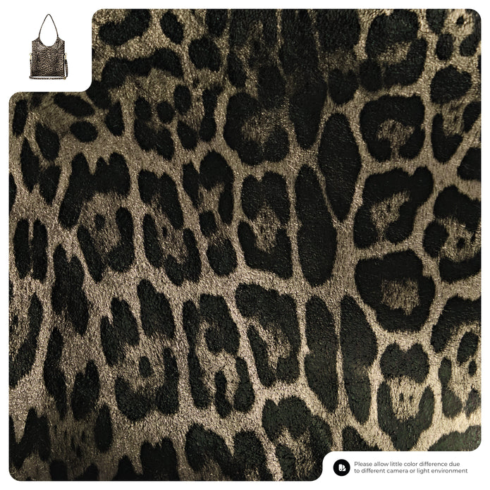 Italian Genuine Leopard-Print Metallic Suede Tote Bag | Catania