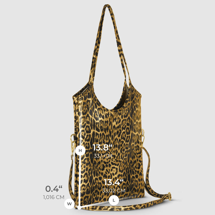 Italian Genuine Leopard-Print Metallic Suede Tote Bag | Catania
