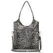 Italian Genuine Leopard-Print Metallic Suede Tote Bag | Catania