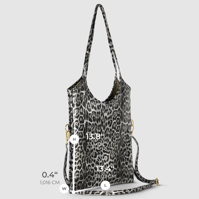 Italian Genuine Leopard-Print Metallic Suede Tote Bag | Catania