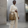 Italian Genuine Leopard-Print Metallic Suede Tote Bag | Catania