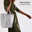 Italian Metallic Full-Grain Leather Tote Bag | Vinci
