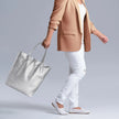 Italian Metallic Full-Grain Leather Tote Bag | Vinci