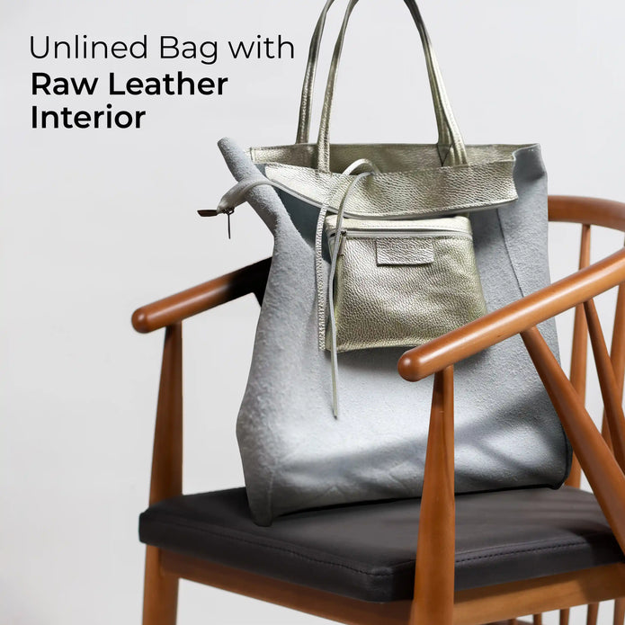 Italian Metallic Full-Grain Leather Tote Bag | Vinci