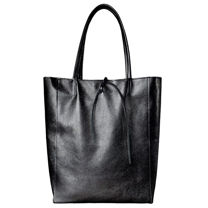 Italian Metallic Full-Grain Leather Tote Bag | Vinci