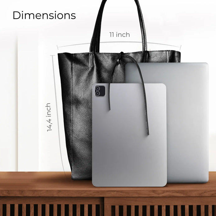Italian Metallic Full-Grain Leather Tote Bag | Vinci