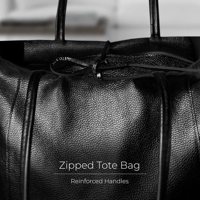 Italian Metallic Full-Grain Leather Tote Bag | Vinci