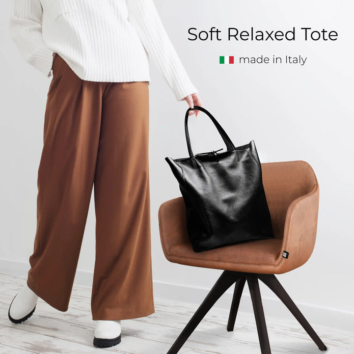 Italian Metallic Full-Grain Leather Tote Bag | Vinci