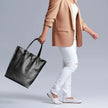 Italian Metallic Full-Grain Leather Tote Bag | Vinci