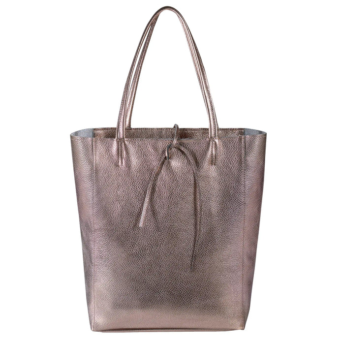 Italian Metallic Full-Grain Leather Tote Bag | Vinci