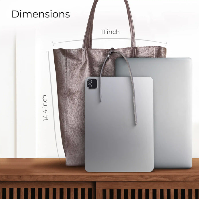 Italian Metallic Full-Grain Leather Tote Bag | Vinci