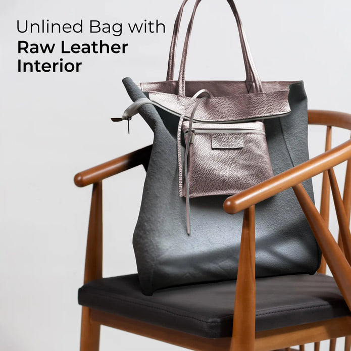 Italian Metallic Full-Grain Leather Tote Bag | Vinci