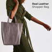 Italian Metallic Full-Grain Leather Tote Bag | Vinci