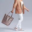 Italian Metallic Full-Grain Leather Tote Bag | Vinci