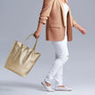 Italian Metallic Full-Grain Leather Tote Bag | Vinci