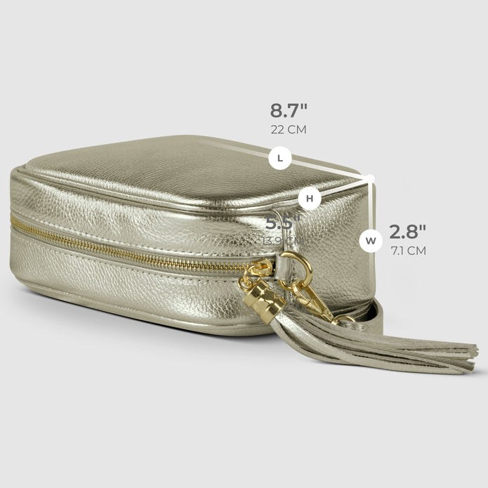 Italian Metallic Full-Grain Leather Crossbody Bag | Napoli