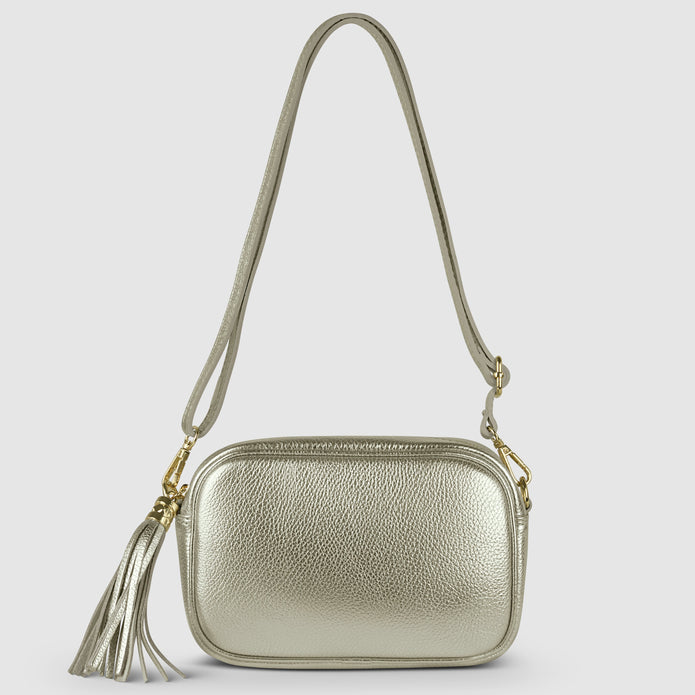 Italian Metallic Full-Grain Leather Crossbody Bag | Napoli