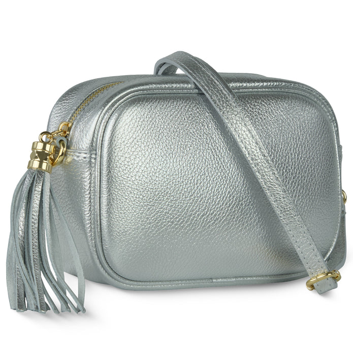 Italian Metallic Full-Grain Leather Crossbody Bag | Napoli