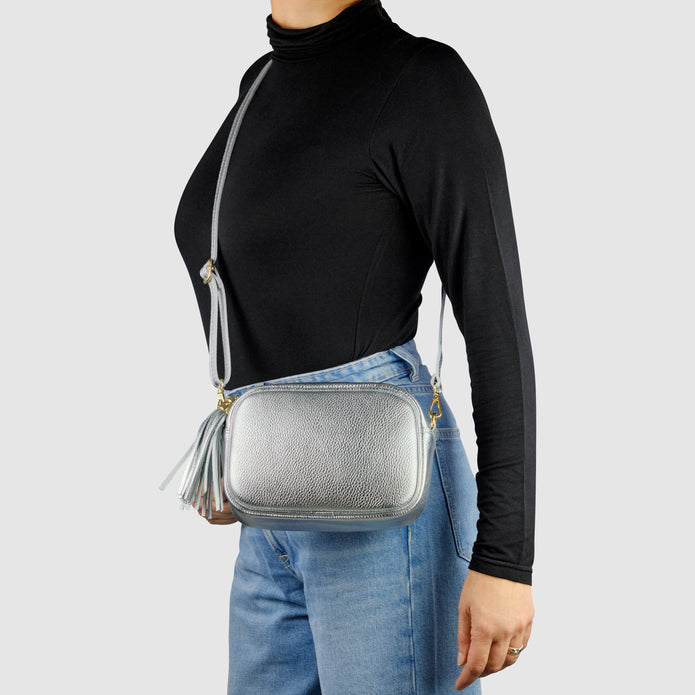 Italian Metallic Full-Grain Leather Crossbody Bag | Napoli