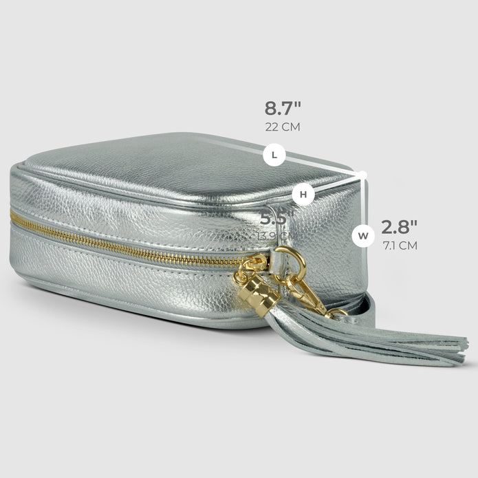 Italian Metallic Full-Grain Leather Crossbody Bag | Napoli