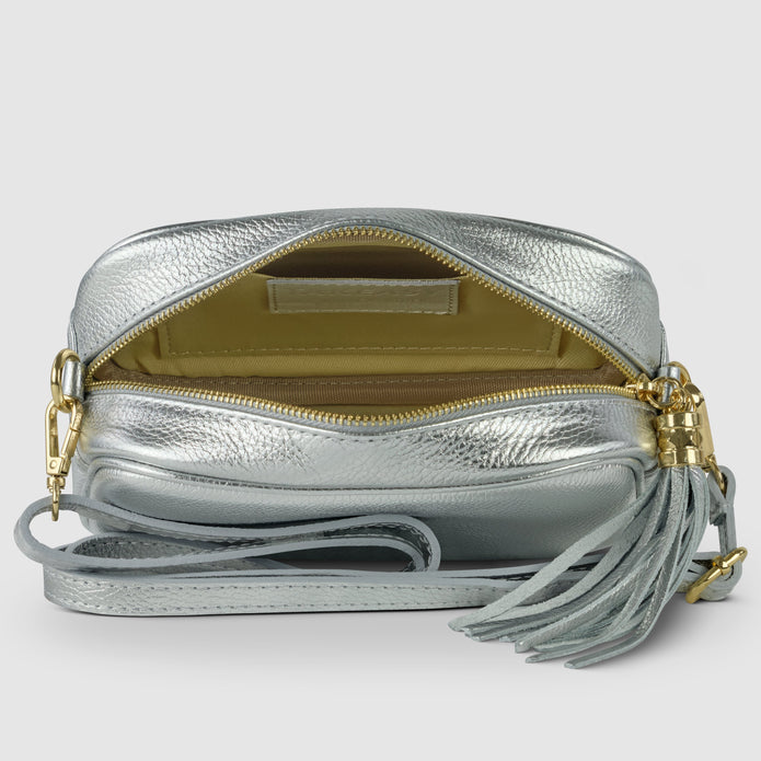 Italian Metallic Full-Grain Leather Crossbody Bag | Napoli