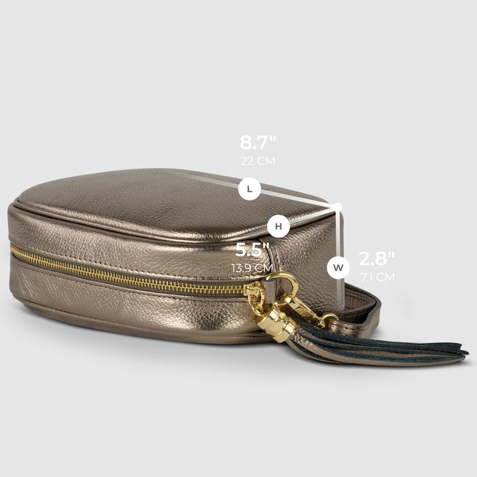 Italian Metallic Full-Grain Leather Crossbody Bag | Napoli