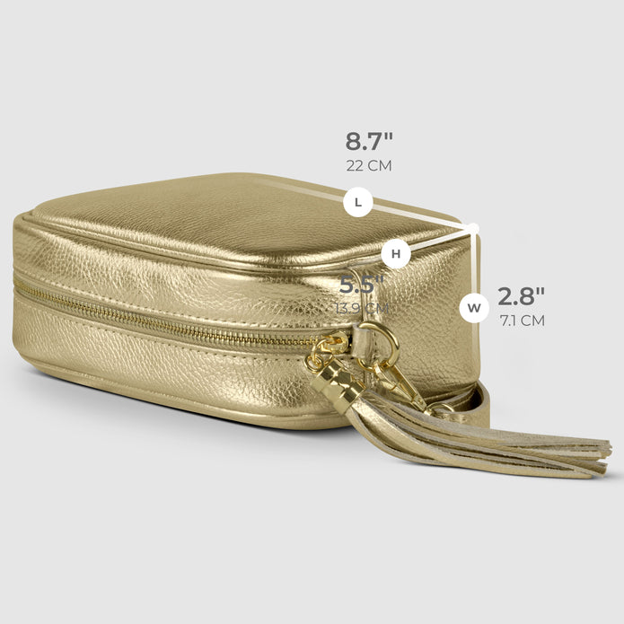 Italian Metallic Full-Grain Leather Crossbody Bag | Napoli