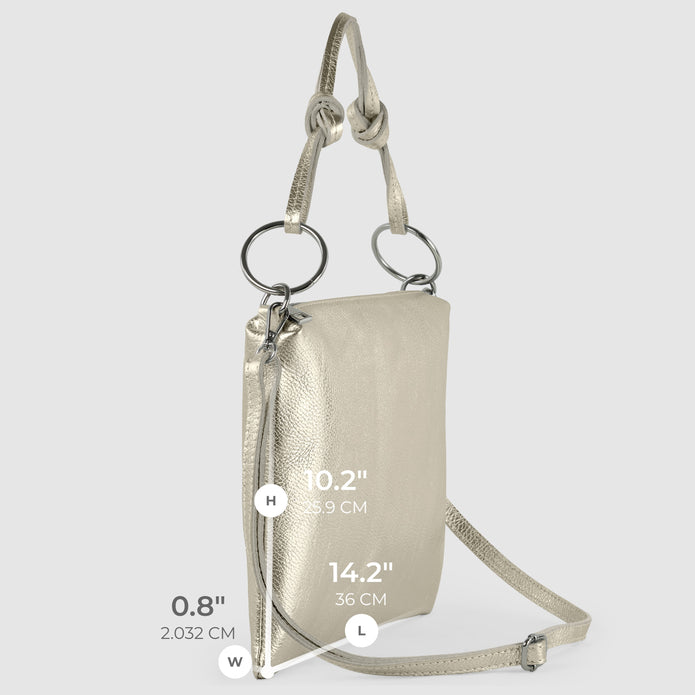 Italian Metallic Full-Grain Leather Shoulder Bag | Prato