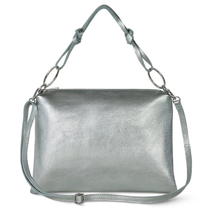 Italian Metallic Full-Grain Leather Shoulder Bag | Prato