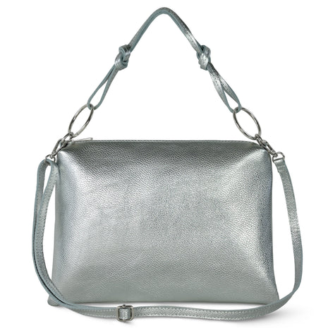 Italian Metallic Full-Grain Leather Shoulder Bag | Prato