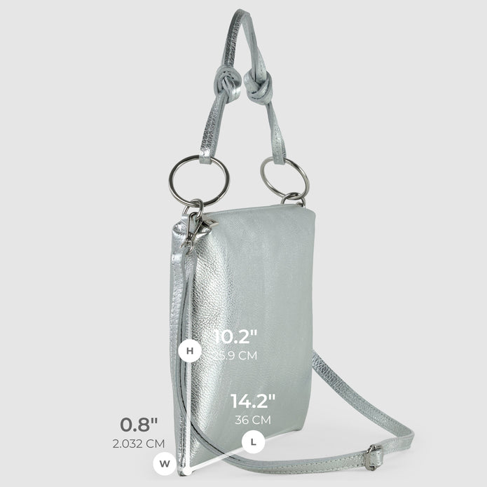 Italian Metallic Full-Grain Leather Shoulder Bag | Prato