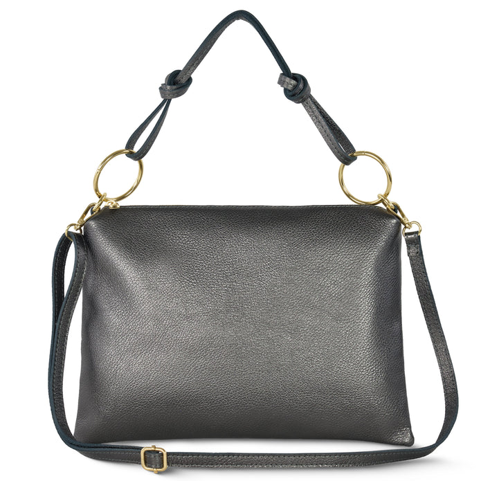 Italian Metallic Full-Grain Leather Shoulder Bag | Prato