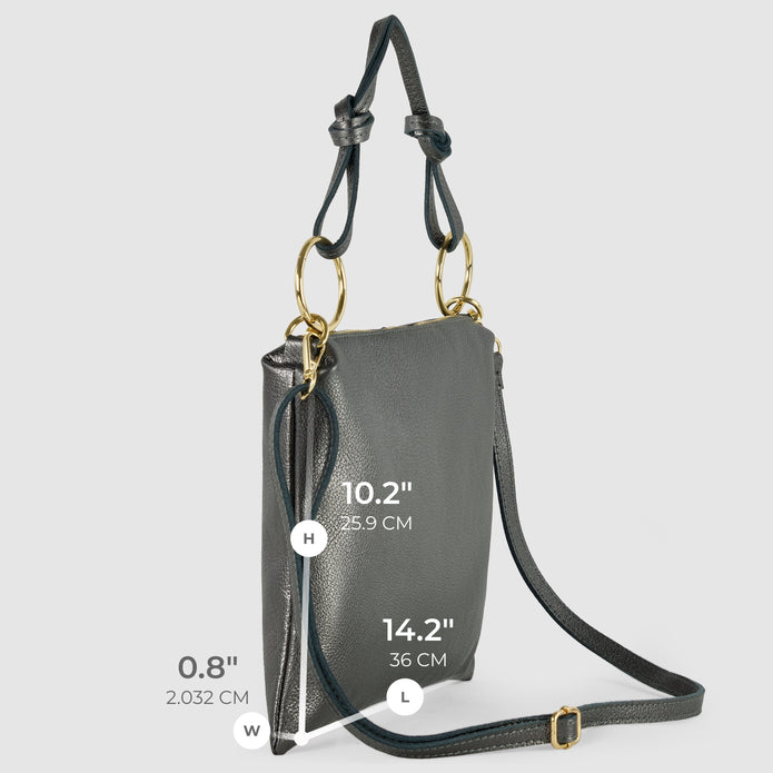 Italian Metallic Full-Grain Leather Shoulder Bag | Prato