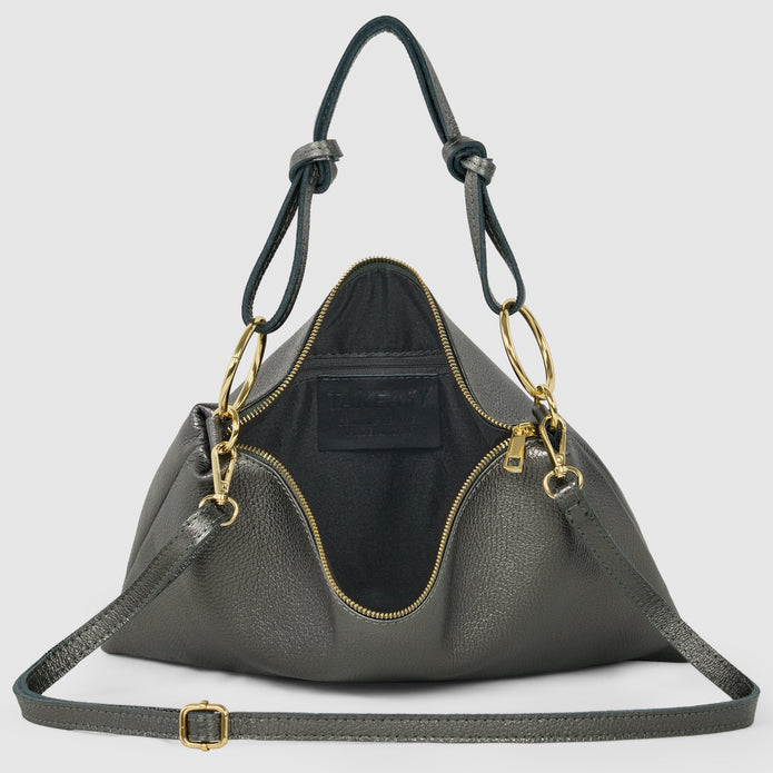 Italian Metallic Full-Grain Leather Shoulder Bag | Prato