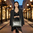 Italian Metallic Full-Grain Leather Shoulder Bag | Prato
