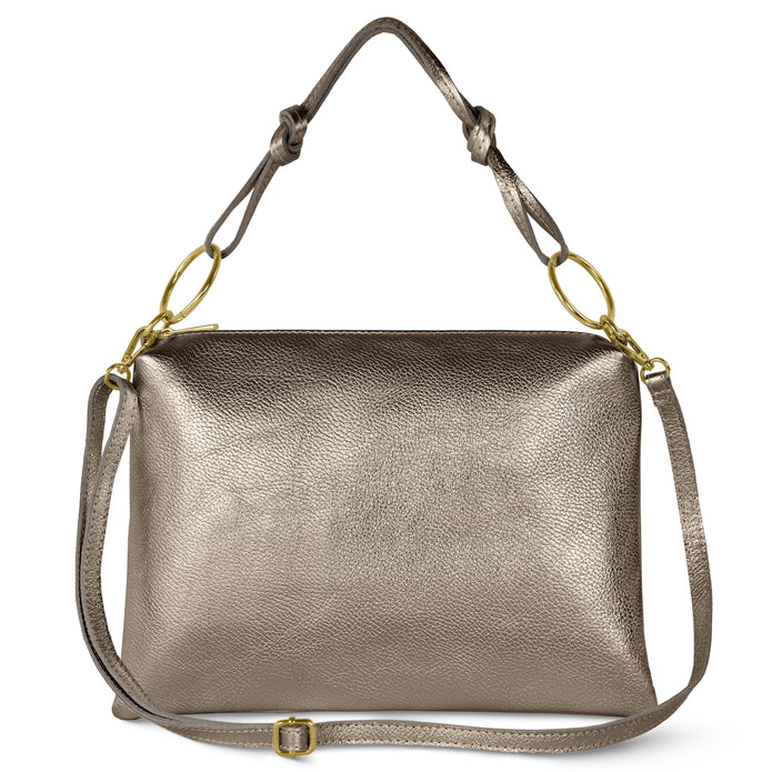 Italian Metallic Full-Grain Leather Shoulder Bag | Prato