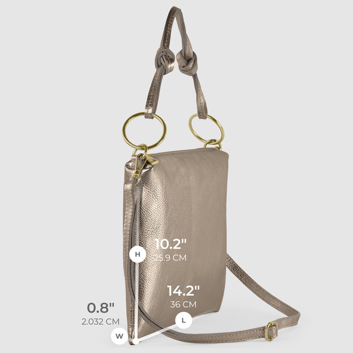 Italian Metallic Full-Grain Leather Shoulder Bag | Prato