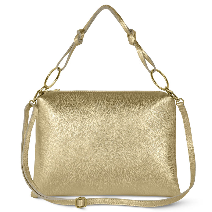 Italian Metallic Full-Grain Leather Shoulder Bag | Prato