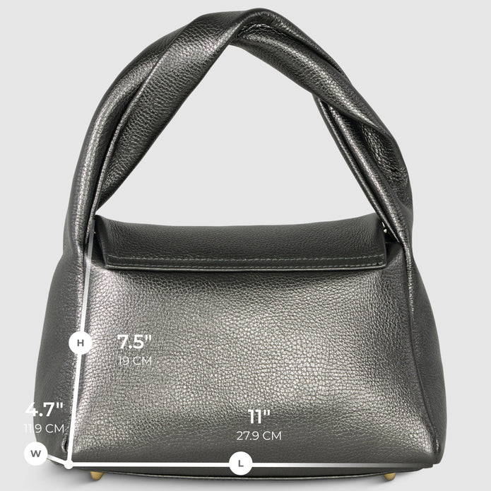 Italian Metallic Full-Grain Leather Top-Handle Bag | Trieste