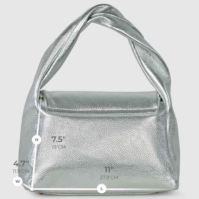 Italian Metallic Full-Grain Leather Top-Handle Bag | Trieste