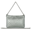 Italian Genuine Basketweave-Embossed Metallic Suede Crossbody Bag | Bari