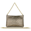 Italian Genuine Basketweave-Embossed Metallic Suede Crossbody Bag | Bari