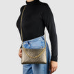 Italian Genuine Basketweave-Embossed Metallic Suede Crossbody Bag | Bari