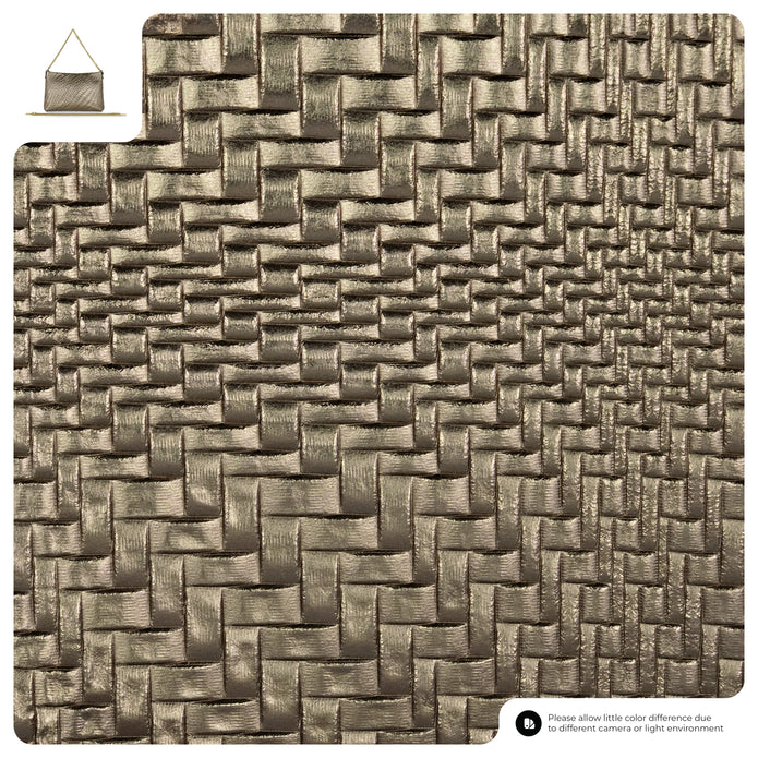 Italian Genuine Basketweave-Embossed Metallic Suede Crossbody Bag | Bari