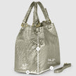 Italian Genuine Basketweave-Embossed Metallic Suede Top-Handle Bag | Imperia