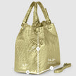Italian Genuine Basketweave-Embossed Metallic Suede Top-Handle Bag | Imperia