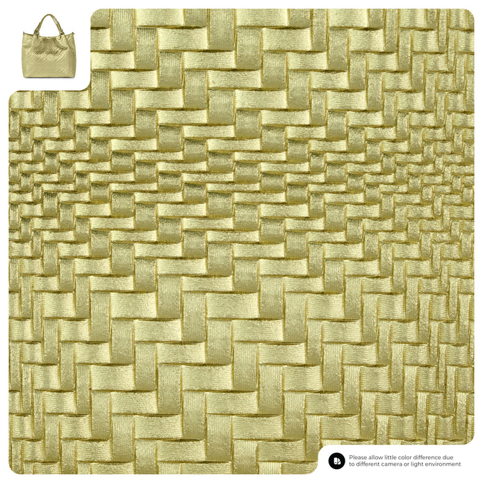 Italian Genuine Basketweave-Embossed Metallic Suede Top-Handle Bag | Imperia