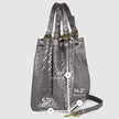 Italian Genuine Basketweave-Embossed Metallic Suede Top-Handle Bag | Imperia