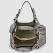 Italian Genuine Basketweave-Embossed Metallic Suede Top-Handle Bag | Imperia