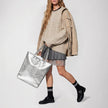 Italian Genuine Metallic Suede Tote Bag | Pisa